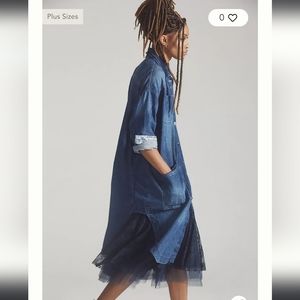 Pilcro Draped Denim Duster Jacket